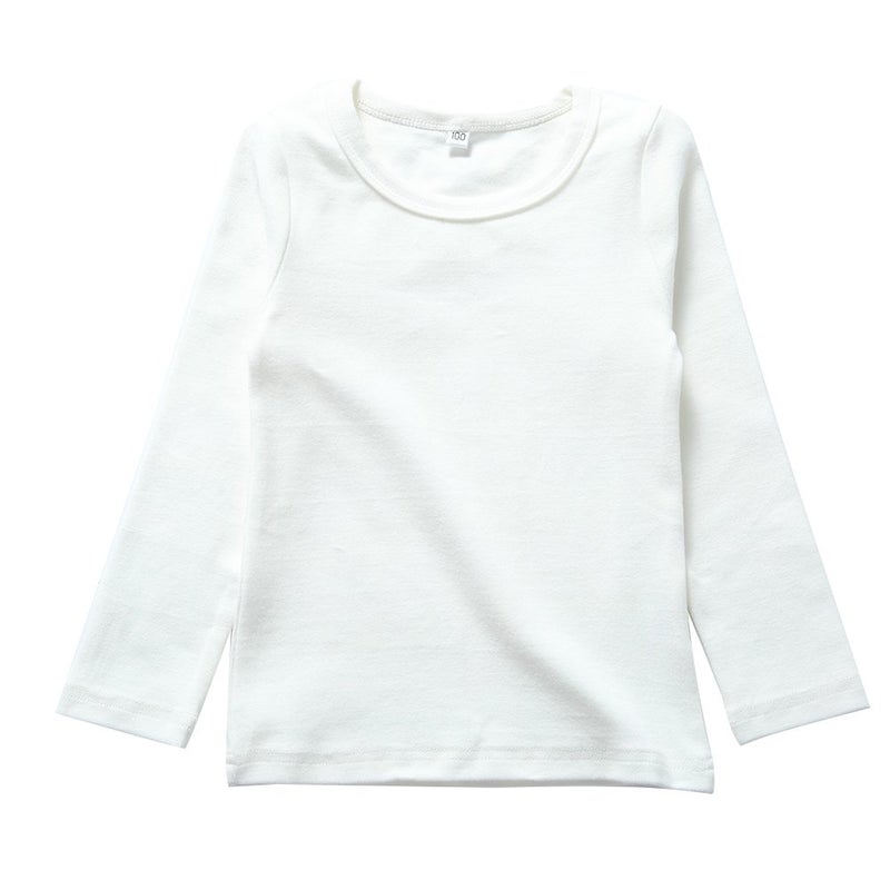 KISBINI Unisex Girls 100% Cotton Long Sleeve T-Shirt Top Tees White 2T - Image 1